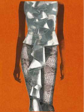 01 François Berthoud, Ferragamo Dress, Werbung für Ferragamo, Monotype, 2009, © François Bertho…
