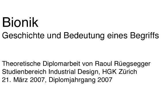 Bionik - Geschichte und Bedeutung einer Begriffs