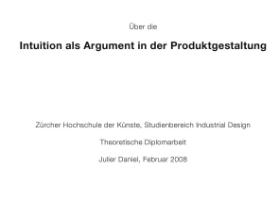 Über die Intuition als Argument in der Produktgestaltung