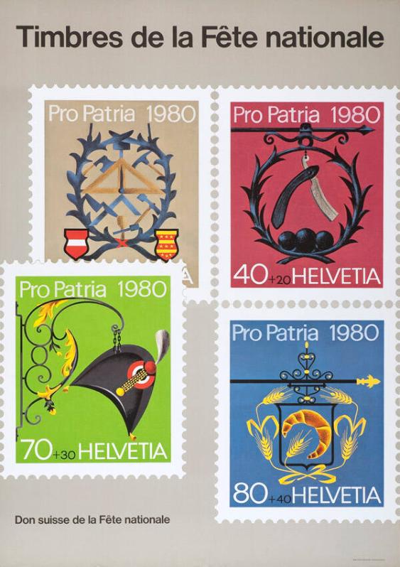 Timbres de la Fête nationale - Pro Patria 1980 - Don suisse de la Fête nationale