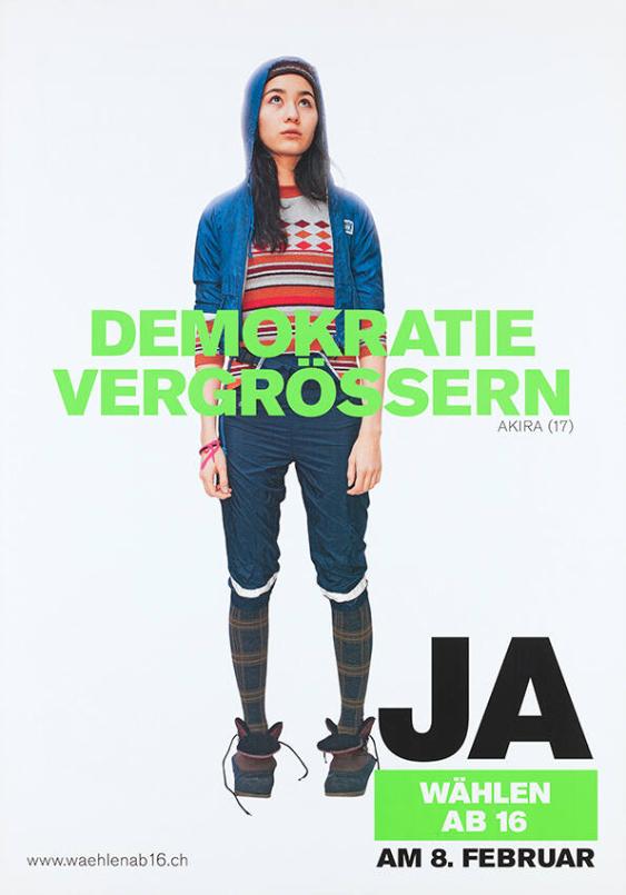Demokratie vergrössern - Ja - Wählen ab 16 - am 8. Februar