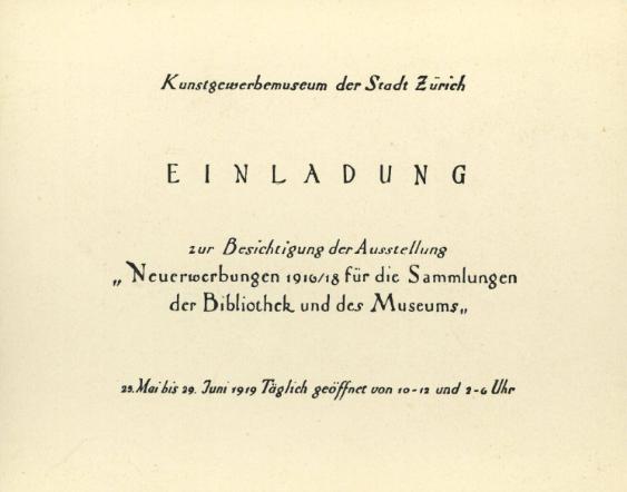 Neuerwerbungen 1916/18 für die Sammlungen der Bibliothek und des Museums