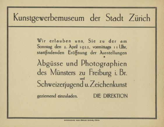 Abgüsse und Photographien des Münsters zu Freiburg im Breisgau ; Schweizerjugend und Zeichenkunst
