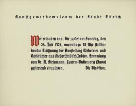Batiktücher und Webereien aus Niederländisch Indien, Sammlung R. A. Steinmann, Luzern