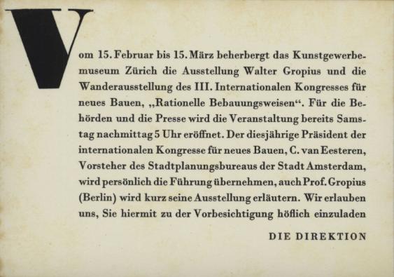 Ausstellung Walter Gropius  und  die Wanderausstellung für neues Bauen "Rationelle Bebauungsweisen"