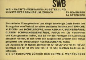 Weihnachts-Verkaufsausstellung SWB, Ortsgruppe Zürich