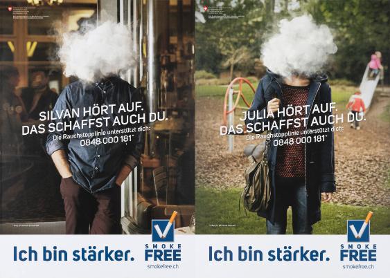 Smoke free - Ich bin stärker. Silvan hört auf. Das schaffst auch Du. Julia hört auf. Das schaffst auch Du.