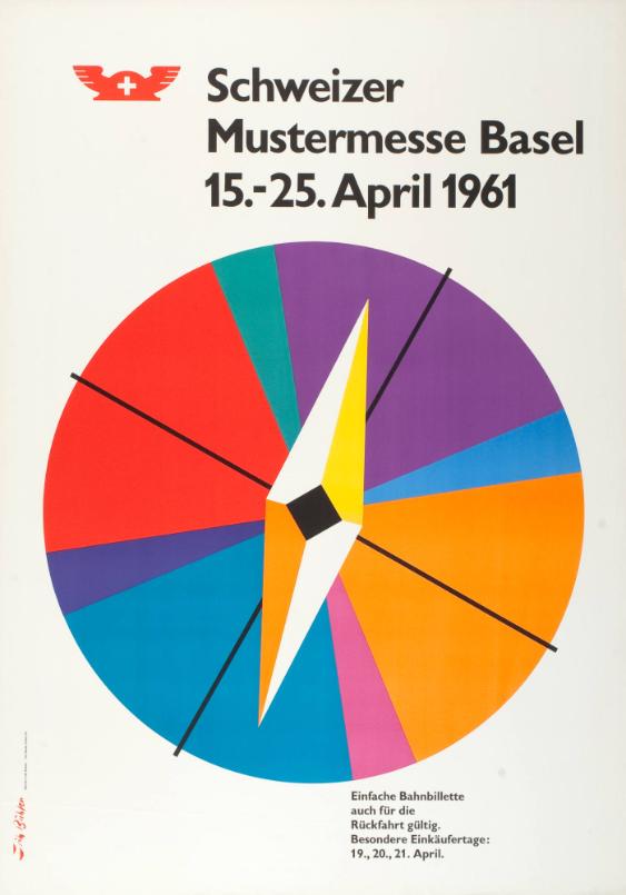 Schweizer Mustermesse Basel 1961 - Einfache Bahnbillette auch für die Rückfahrt gültig