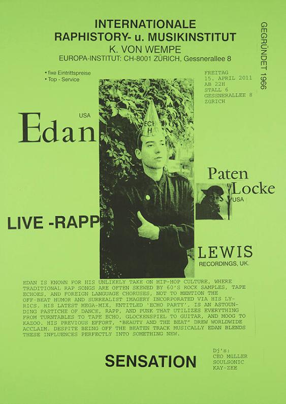 Internationale Raphistory- u. Musikinstitut k. von Wempe - Europainstitut: CH-8001 Zürich, Gessnerallee 8 - fixe Eintrittspreise - Top - Service - Gegründet 1996 - USA Edan - Paten Locke USA - Lewis Recordings, UK (...) - Sensation