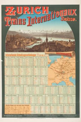 Zurich - Trains Internationeaux Suisse. Internationale Schnellzugsverbindungen Winter-Saison 1899/1900.