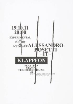 Klappfon - Alessandro Bosetti - IT - Experimental & Poetry & Soundart - Plattfon Stampa