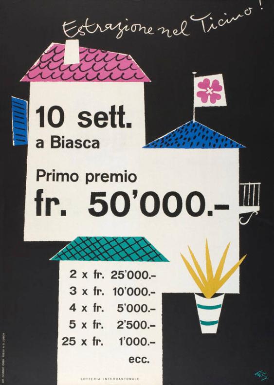 Estrazione nel Ticino! 10 sett. a Biasca - primo premio Fr. 50'000 - Loteria intercantonale