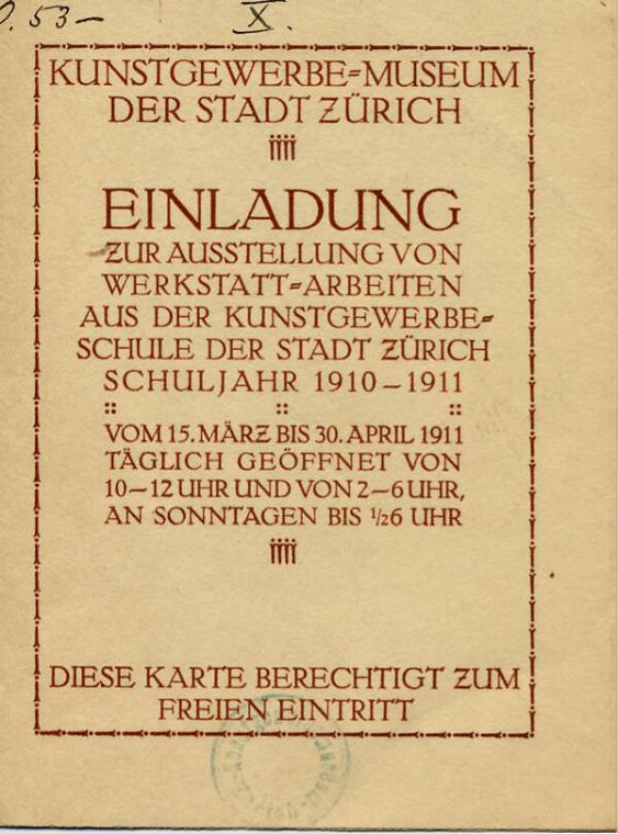 Werkstattarbeiten der Kunstgewerbeschule Zürich