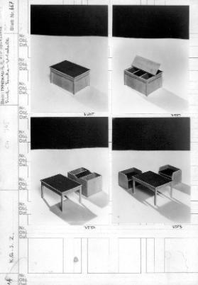 Kunstgewerbeschule, Innenausbau, Tisch- Truhe-Modelle