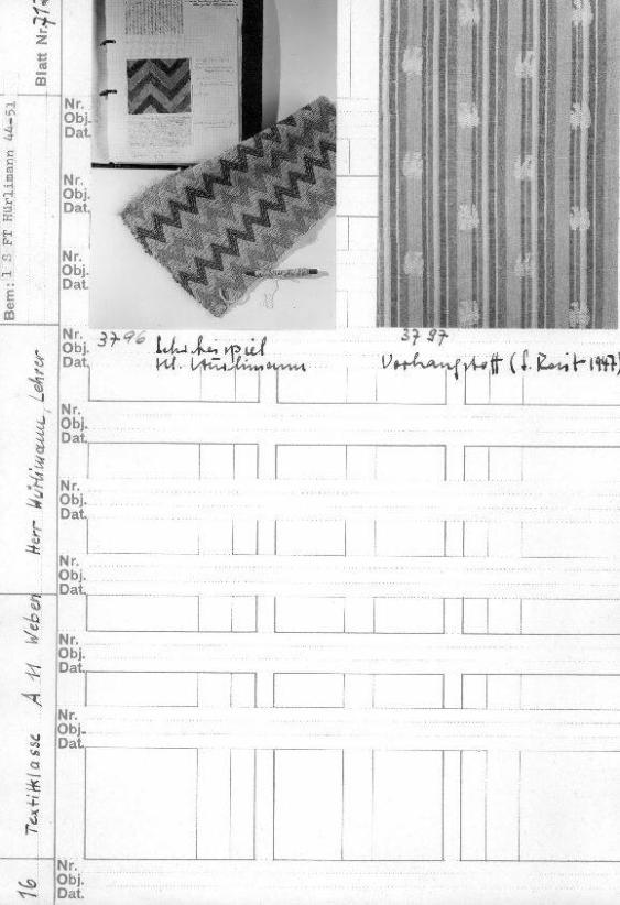 Textilklasse A11, Webenunterricht H. Hürlimann 1944-1951