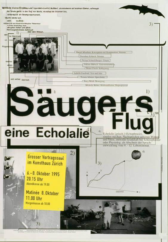 Säugers Flug - eine Echolalie - Grosser Vortragssaal im Kunsthaus Zürich
