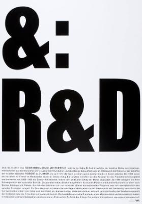 &: R & D - Das Gewerbemuseum Winterthur setzt seine Reihe &: fort, in welcher der kreative Dialog von Arbeitsgemeinschaften aus den Bereichener visuellen Kommunikation und des Design beleuchtet wird. Im Mittelpunkt steht dieses Mal das Schaffen der visuellen Gestalter Robert & Durrer (...)