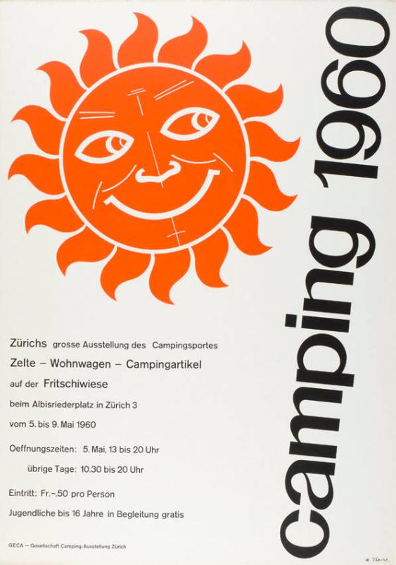 Camping 1960 - Zürichs grosse Ausstellung des Campingsportes - Zelte - Wohnwagen - Campingartikel - auf der Fritschiwiese beim Albisriederplatz in Zürich 3