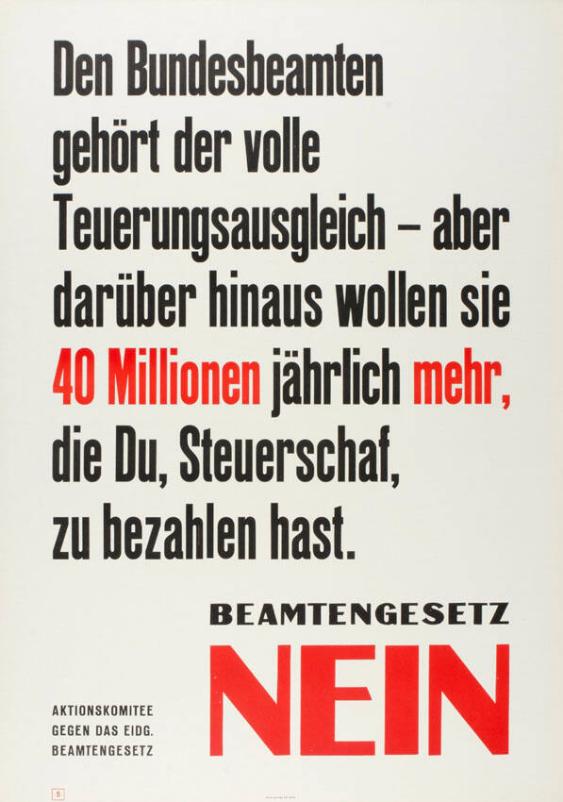 Den Bundesbeamten gehört der volle Teuerungsausgleich - aber darüber hinaus wollen sie 40 Millionen jährlich mehr, die Du, Steuerschaf, zu bezahlen hast. Beamtengesetz Nein