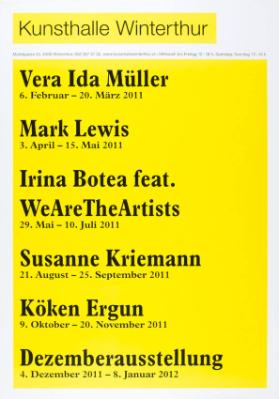 Kunsthalle Winterthur - Vera Ida Müller - Mark Lewis - Irina Botea feat. - WeAreTheArtists - Susanne Kriemann - Köken Ergun - Dezemberausstellung