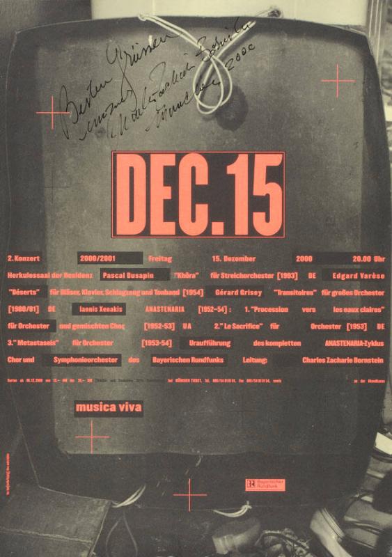 DEC.15 - Musica Viva - 2. Konzert 2000/2001 Freitag 15. Dezember 2000 20 Uhr Herkulessaal der Residenz  (...) - Bayerischer Rundfunk