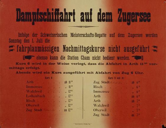 Dampfschiffahrt auf dem Zugersee