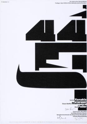 4 4 - 16. musica viva Veranstaltung - Freitag, 4. April 2008, 20 Uhr, Herkulessaal der Residenz - Iannis Xenakis - Claus-Seffen Mahnkopf - Dror Feiler (...) - BR musicaviva