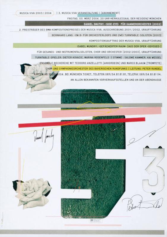 3 - musicaviva 2003 / 2004 - 3. Musica Viva Veranstaltung - (Abonnement) - Freitag, 05. März 2004, 20 Uhr Herkulessaal der Residenz München - Daniel Smutny: >Side-Eye< für Kammerorchester (2002) - 2. Preisträger des BMW Kompositionspreises der Musica Viva, Ausschreibung 2001 / 2002, Uraufführung (...) - Bayerischer Rundfunk