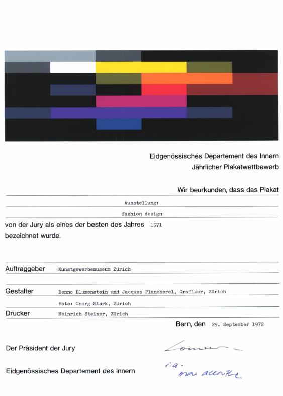 Plakatwettbewerb, eines der besten Plakate des Jahres 1971