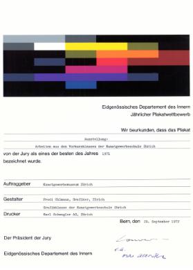 Plakatwettbewerb, eines der besten Plakate des Jahres 1971