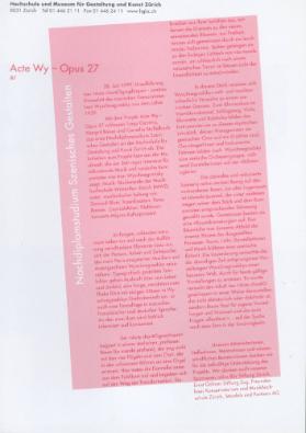 Acte Wy - Opus 27