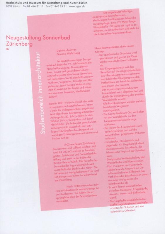 Neugestaltung Sonnenbad Zürichberg