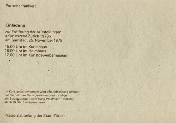 Kunstszene Zürich 1978
