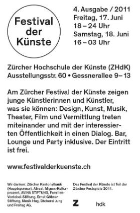 Festival der Künste 2011, Programm: Booklet