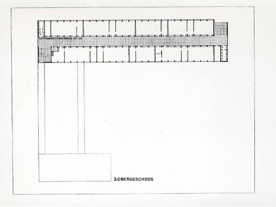 Grundrissplan des Gewerbeschulhauses und Kunstgewerbemuseums ; 3. Obergeschoss