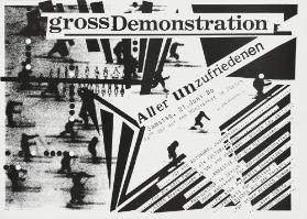 Grossdemonstration aller Unzufriedenen - Samstag, 21. Juni 80 - für ein autonomes Jugendhaus - für die Rote Fabrik als Kulturzentrum - gegen Repressionen an Uni und anderswo - Gilgen hau ab!!!  Amnestie für die Gefangenen - Abbruchstopp in Zürich - Mehr Wohnungen für Wohngemeinschaften - für eine autofreie Innenstadt - Freiheit für Grönland - Nieder mit dem Packeis - für einen heissen Sommer - aber subito - nicht kleben