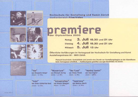 Premieren und öffentliche Vorführungen der Diplomfilme 2000 / Diplomfeier 2000