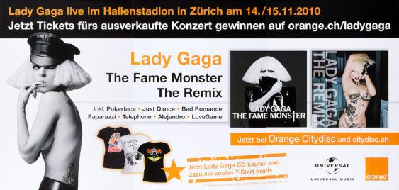 Lady Gaga live im Hallenstadion Zürich am 14./15.11.2010 - Lady Gaga - The fame monster - The remix - Orange