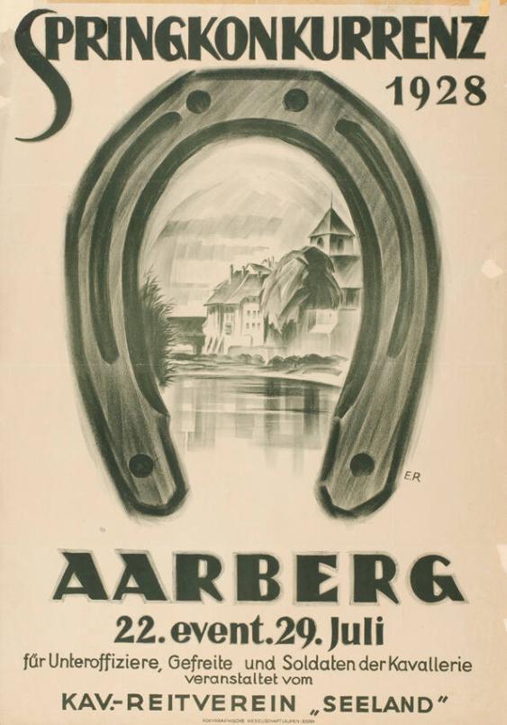Springkonkurrenz 1928 - Aarberg - für Unteroffiziere, Gefreite und Soldaten der Kavallerie - veranstaltet vom Kav.-Reitverein "Seeland"
