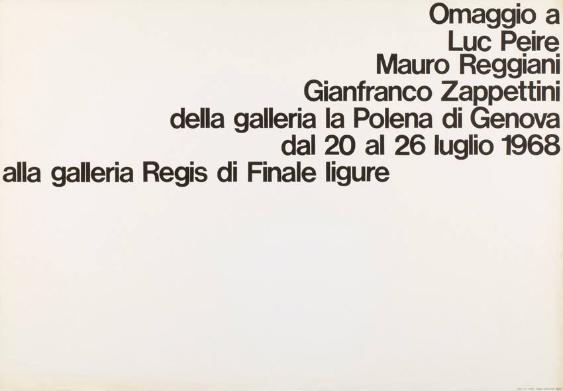 Omaggio a Luc Peire - Mauro Reggiani - Gianfranco Zappettini - Della galleria la Polena di Genova alla galleria Regis di Finale Ligure