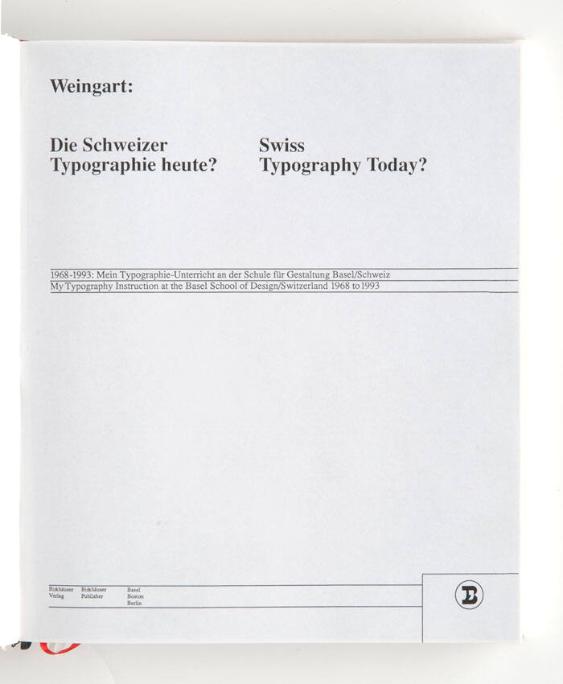 Die Schweizer Typographie heute?
