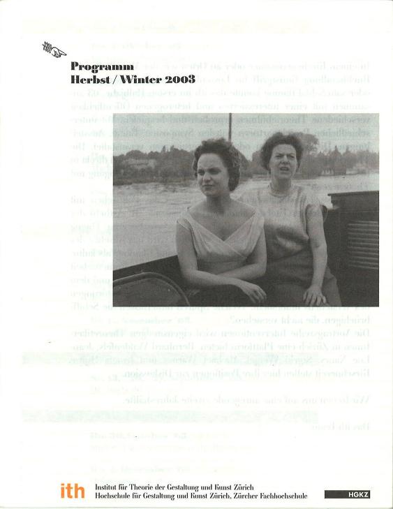 Programm Herbst / Winter 2003 ; ith Institut für Theorie der Gestaltung und Kunst Zürich