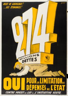 Assez de gaspillage! ...des économies! 274 millions de dettes - Oui pour la limitation des dépenses de l'état - Contre projet de loi à "l'initiative verte"