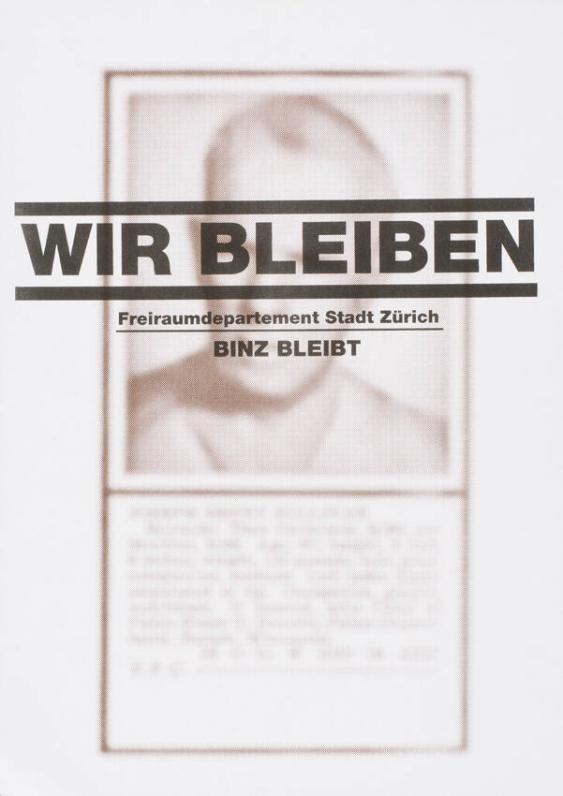 Wir bleiben - Freiraumdepartement Stadt Zürich - Binz bleibt