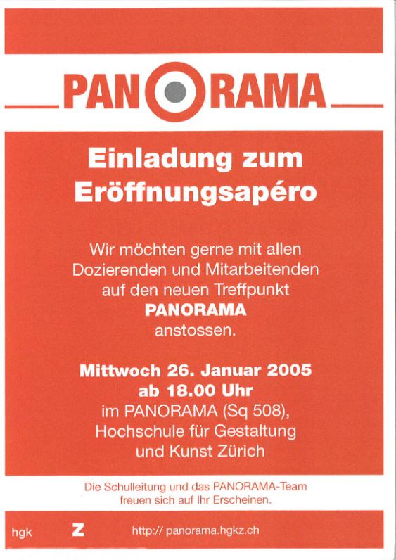 Panorama ; Einladung zum Eröffnungsapéro