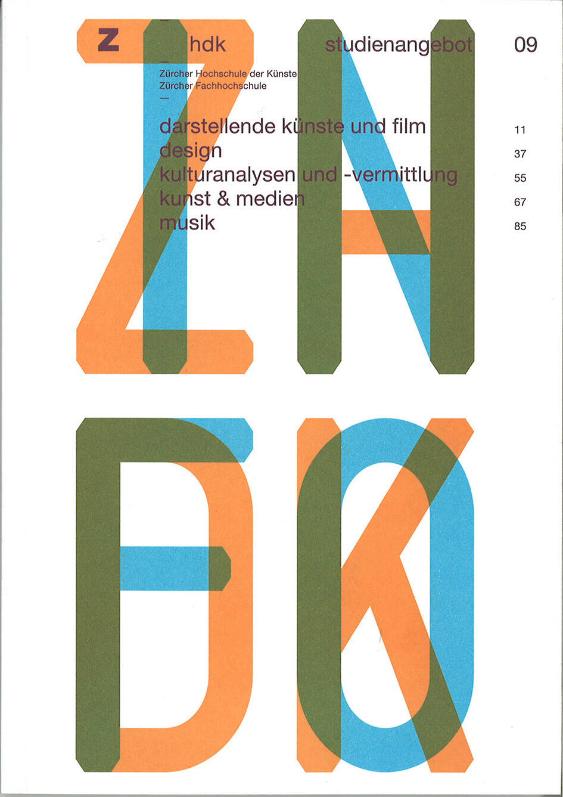 ZHdK, Studienangebot 09