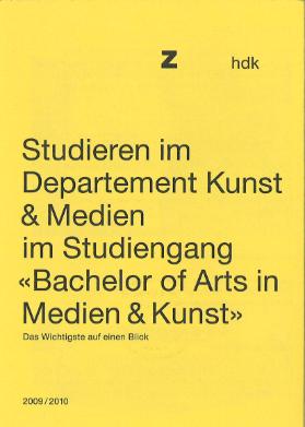Studieren im Departement Kunst & Medien im Studiengang "Bachelor of Arts in Medien & Kunst"