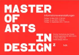 Master of Arts in Design, Informationsveranstaltung
