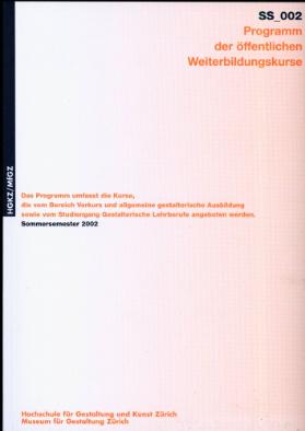 HGKZ/MfGZ, Programm der öffentlichen Weiterbildungskurse, Sommersemester 2002