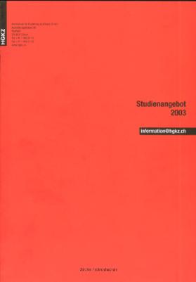 HGKZ, Studienangebot 2003